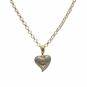 Gold and Silver Heart Pendant Necklace